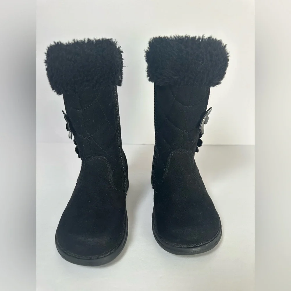 Rachel Shoes Toddler Girl Faux Fur Suede Boots Black Size 6